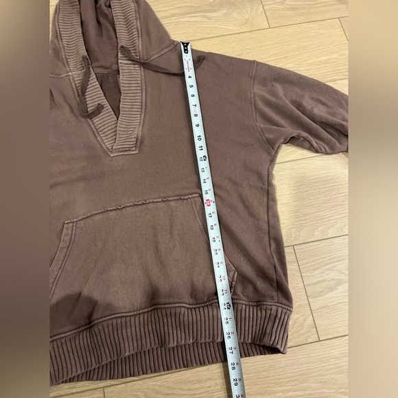 Aerie Down to Earth oversized Henley sweatshirt hoodie brown size medium - Picture 9 of 10